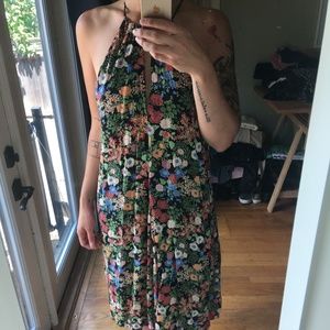 Zara Size M Strappy Floral Keyhole Midi Dress